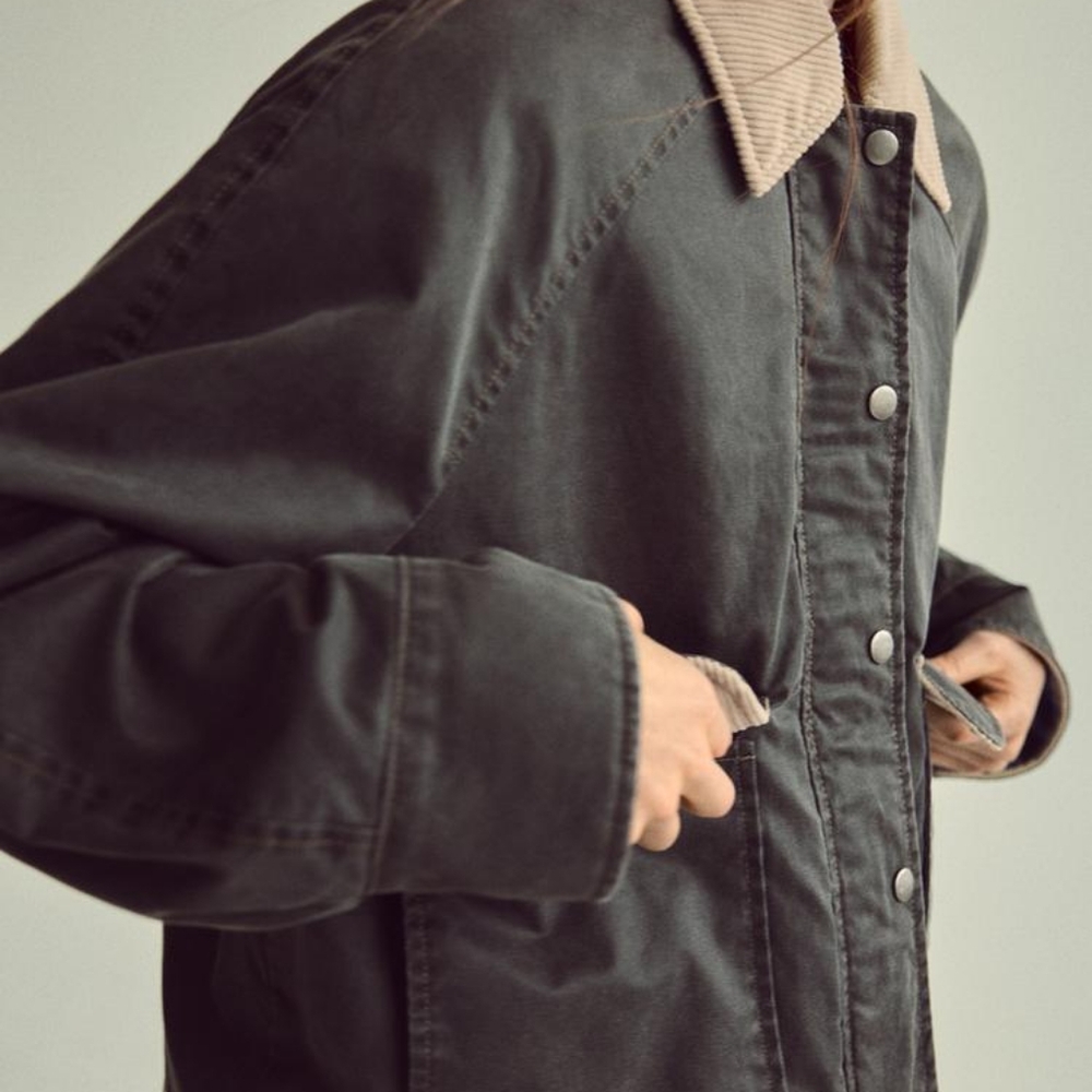 Zara CORDUROY COLLAR WAXED JACKET Large - Picture 3 of 7